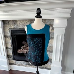 Worthington‎ Petite Medium Sleeveless Blouse With Lace Accent